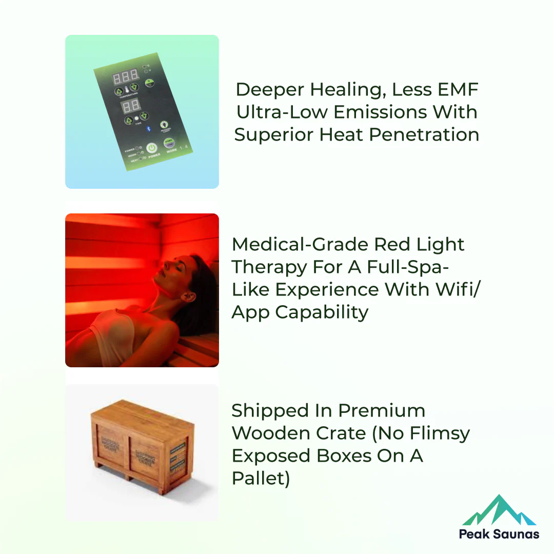 Everest 2-Person Full Spectrum Infrared Sauna with Full-Body Medical-Grade Red Light Therapy & Smart WiFi App Control - Image 11
