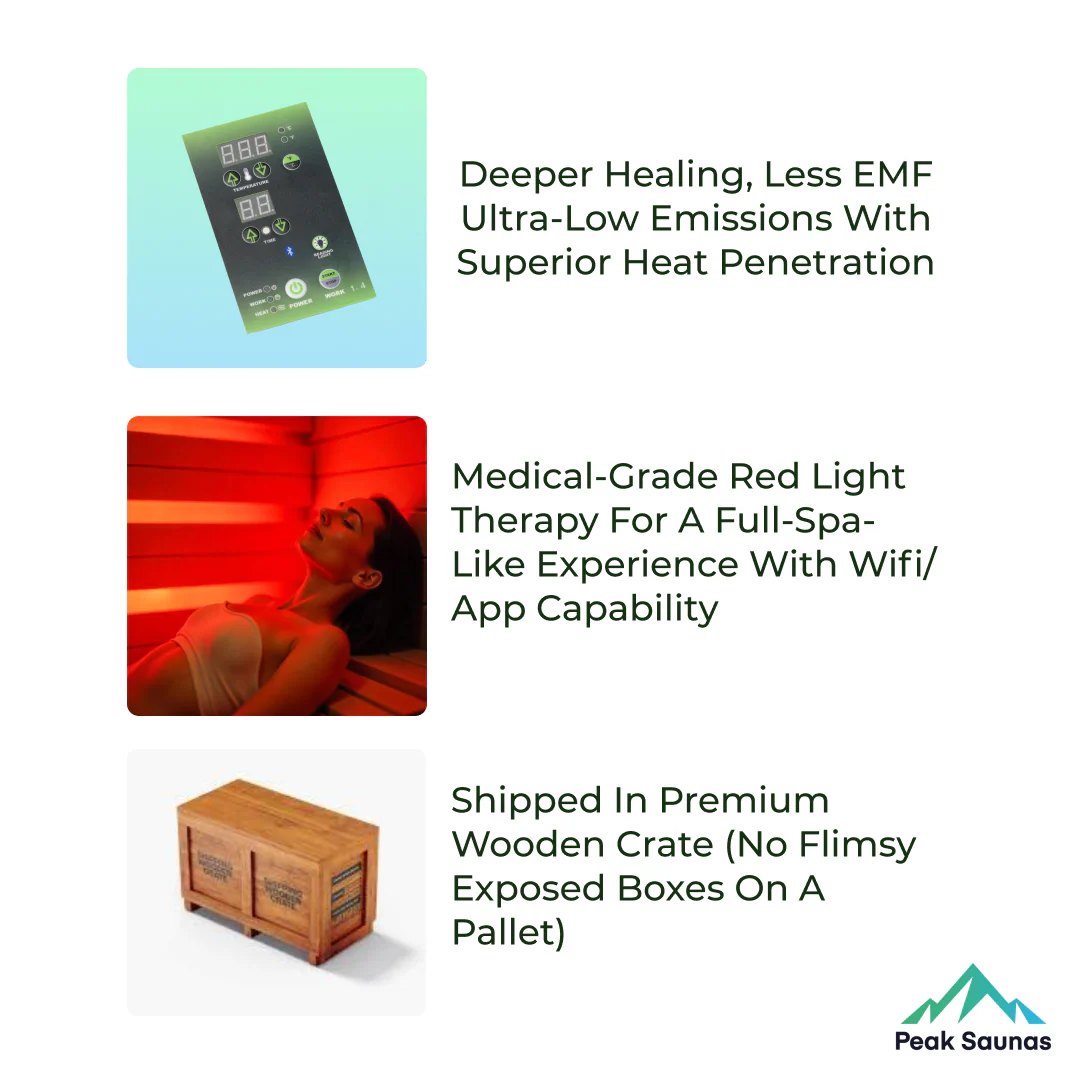 Fuji 2-Person Full Spectrum Infrared Sauna with Full-Body Medical-Grade Red Light Therapy & Smart WiFi App Control - Image 11