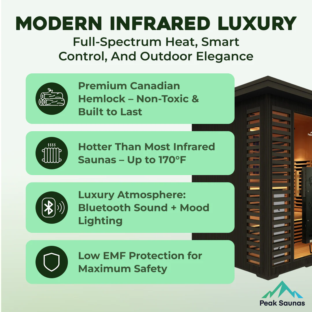 Kilimanjaro 5-Person Outdoor Full Spectrum Infrared Sauna with Full-Body Medical-Grade Red Light Therapy and Smart WiFi App Control - Image 13