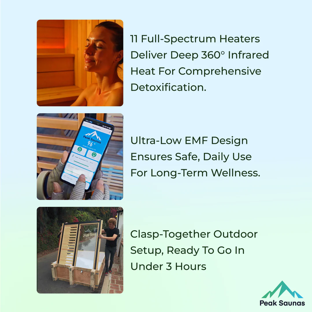 Kilimanjaro 5-Person Outdoor Full Spectrum Infrared Sauna with Full-Body Medical-Grade Red Light Therapy and Smart WiFi App Control - Image 14